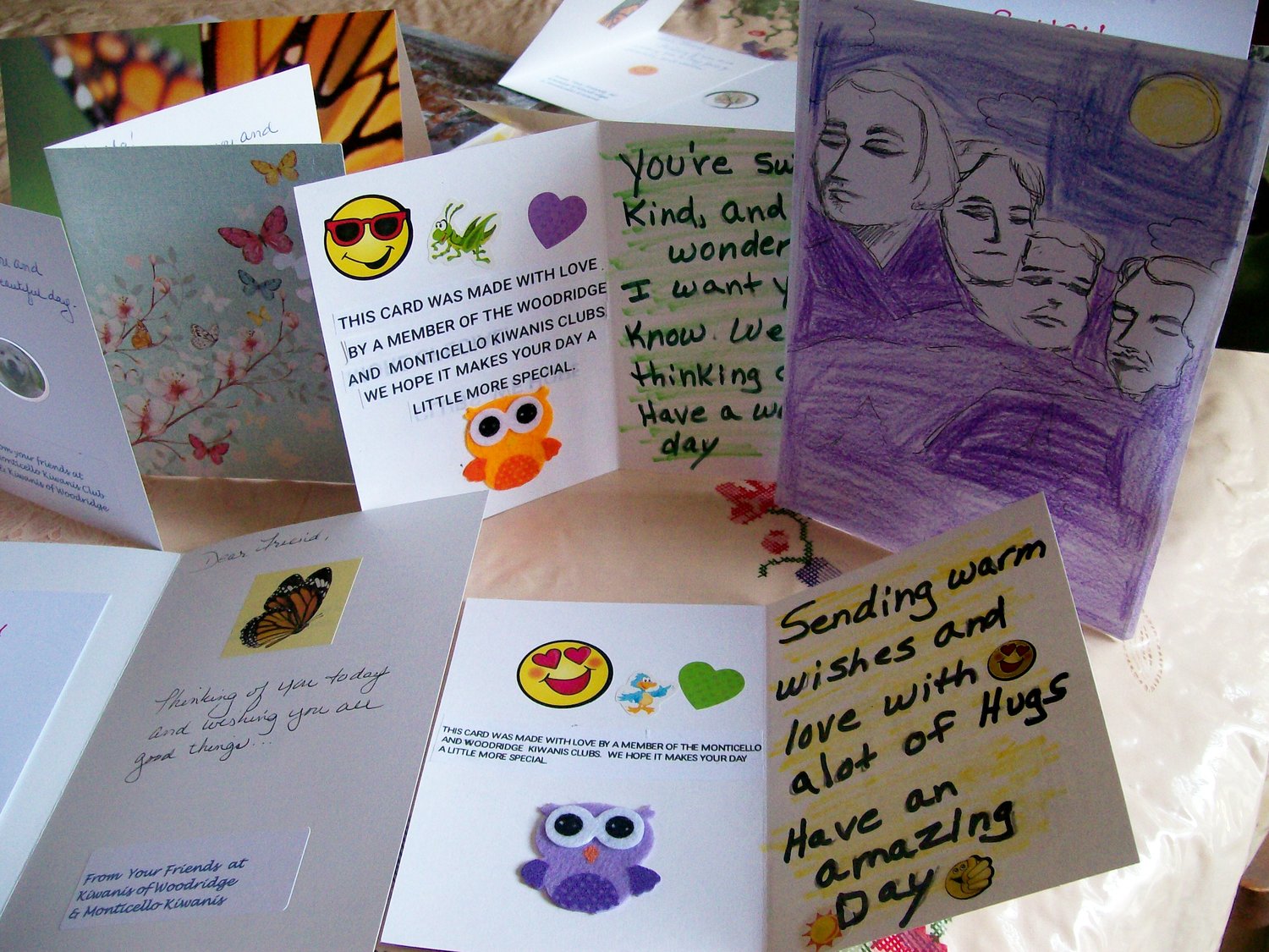 An assortment of handmade cards distributed to Achieve residents.